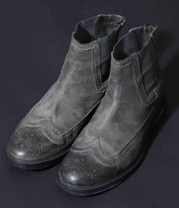 ALL SAINTS Mens Leather Boots UK8 US9 EU42 Grey Black Military Patina Brogue Vtg - Picture 1 of 21