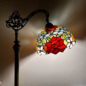 Tiffany Style Floor Lamp Stained Glass Rose Flowers Gooseneck Adjustable 63"H - Picture 1 of 1