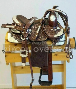 western show saddle Silver Genuine Cowhide Leather Western Pleasure Show Horse S - Picture 1 of 1
