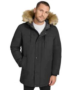 Calvin Klein Men's Long Parka with Faux Fur Lined Hood XXL Black - Picture 1 of 4