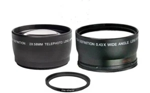 Wide/Tele Lens Set For Panasonic HDC-TM300 HDC-HS300 HDC-HS250 SD20 HS20 TM20 - Picture 1 of 4