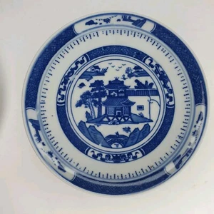 Platos de pagoda azul chino Jingdezhen platos estilo cantón platos de colección - Imagen 1 de 7