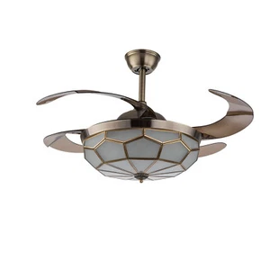 42" Tiffany Ceiling Fan Light Retractable Blade LED Chandelier Lamp for Bedroom - Picture 1 of 24
