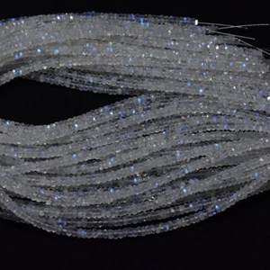 5 Stränge AAA+++ Natürlicher Blau Auffälliger Mondstein 3-4 MM Facettierte Ed... - Bild 1 von 12