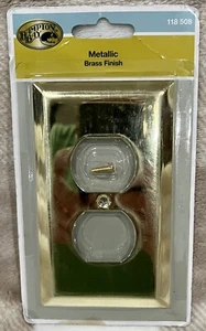 Hampton Bay Wall Plate Metallic Brass Finish #163DBRHB Outlet Plug - Picture 1 of 2