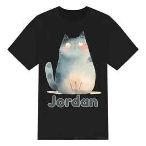 Linda camiseta personalizada de acuarela gato niños para niños y niñas. Unisex. Personalizado - Imagen 1 de 10
