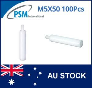 M5 X 50 PSM SPACER ROUND MALE / FEMALE ACETAL SPA05ACM550MM 100PCS - Picture 1 of 5