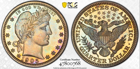 1905 PCGS & CAC PR66 Barber Quarter 25C Cover