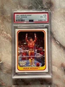 1991 Merlin WWF #36 Hulk Hogan PSA 4 tarjeta de lucha libre italiana - Imagen 1 de 2