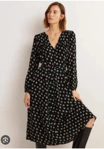 BODEN Gathered Yoke Midi Dress BLACK FLORAL RRP £120 UK 18R BRAND NEW D0389  D8 - Picture 1 of 6