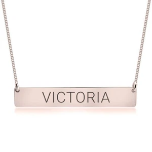 Personalized Bar Necklace Name Necklace - Custom Engraved Any Name Pendant - Picture 1 of 7