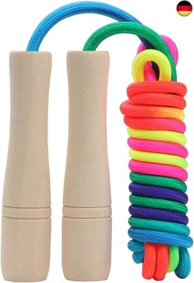 Springseil Kinder, 260cm Verstellbare Seilspringen Kinder mit Holzgriff, - Bild 1 von 4
