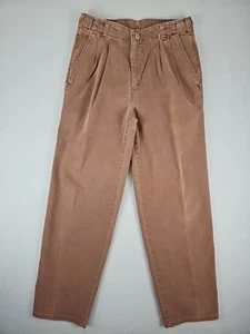 Vintage Levi’s Dockers Men's 28x29 Faded Brown Adjustable Denim Pleated Pants - Picture 1 of 8