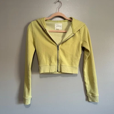 Sudadera con Capucha Recortada con Cremallera American Eagle Verde Lima XS Atlética Informal Foto 1 de 4