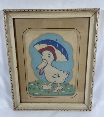 J.T. Citroen 1940’s Nursery Duck Framed Print Glow In Dark Citroen’s Art Gallery - Image 1 of 4