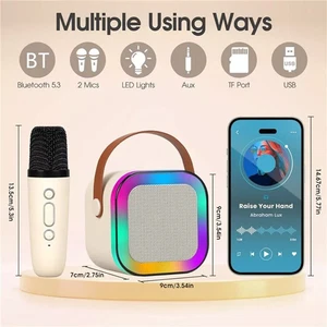 KARAOKE SET CASSA BLUETOOTH 5.3 CON MICROFONO 5W K12 ALTOPARLANTE RGB PORTATILE - Foto 1 di 1