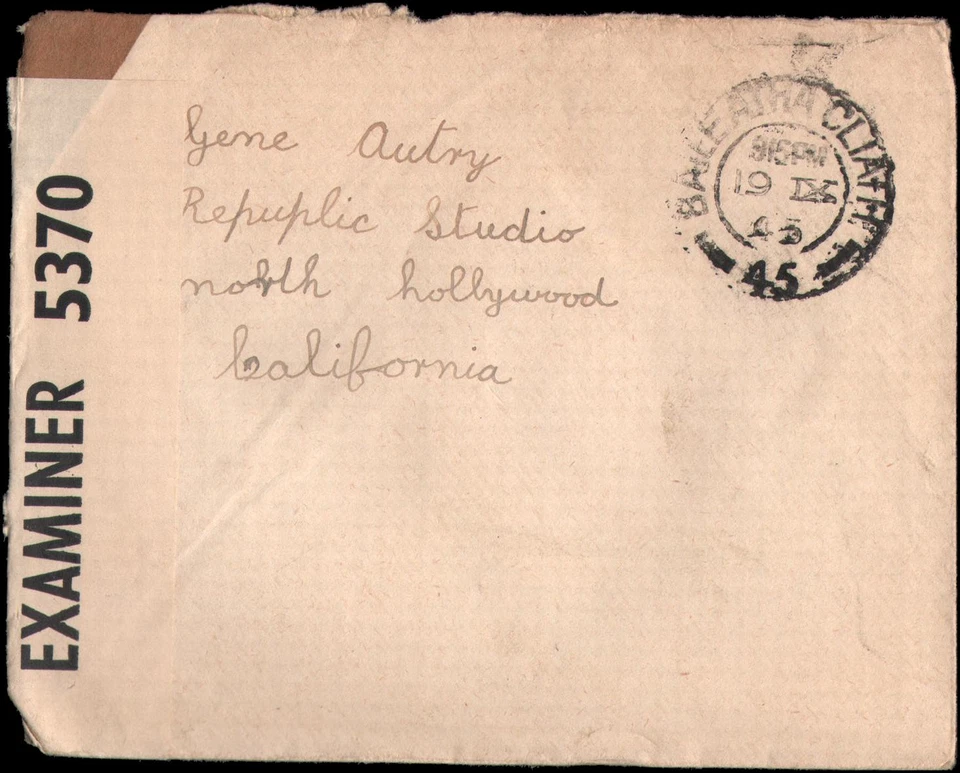 Baile Atha Cliath (Dublín) al actor Gene Autry, Hollywood CA, 1943, censurado Foto 1 de 1