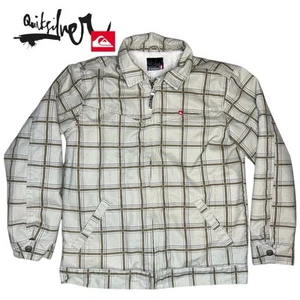 Quiksilver Sherpa Lined Jacket Khaki Plaid Full Zip Boys Size Medium - Picture 1 of 8