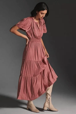 NEW Anthropologie Somerset Satin Maxi Dress XS Rose Tyrie - Image 1 of 4
