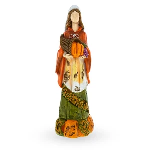 Pilgrim Woman Holding Horn of Plenty Cornucopia Thanksgiving Figurine - Picture 1 of 5