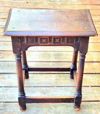 Charles I 17th Cen Antique English Footstool Bench Joint Stool Leg Oak Pegged  - Image 1 of 4