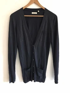 Martin & Osa Women's Cardigan Dark Blue Pockets Silk/Wool/Modal Size L Academia - Picture 1 of 6