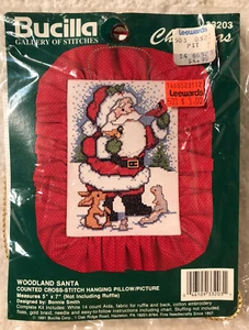 NOS Bucilla Counted Cross Stitch Woodland Santa Counted Cross Stitch 5”x7” 33203 - Picture 1 of 6