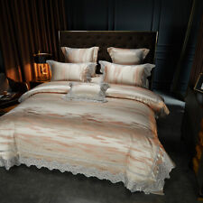 Bedding Set 4pcs Nature Silk Cotton Embroidery Duvet Cover Flat Sheet Pillowcase