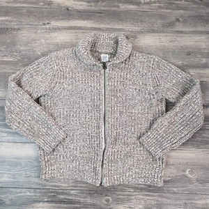 Gap Kids Knit Full Zip Sweater jacket Size 10 Unisex Beige Heavyweight EUC - Picture 1 of 8