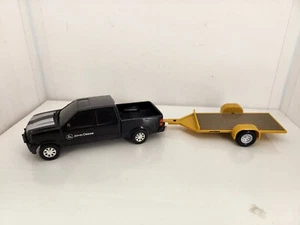 ERTL John Deere Black Pick Up Truck + Flat Trailer Silver Stripe Metal Plastic - Picture 1 of 11