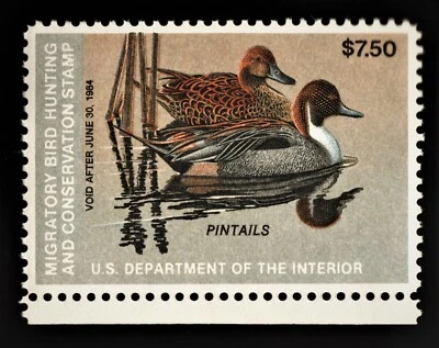 #RW50 1983 US Federal Duck Stamp $7.50 Migratory Bird Hunting Mint OG NH MNH #58 - Image 1 of 2