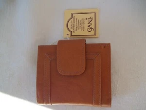 Billetera vintage de cuero biplegable Gani bronceada - Imagen 1 de 8
