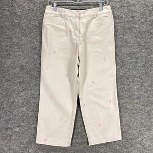 Kate Hill Cropped Pants Women 4 Beige Flamingo Straight Mid Rise Flat Front - Picture 1 of 12