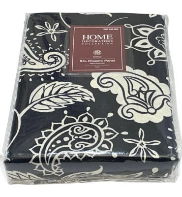 Home Decorators Charlotte Cottage Panel 52" x 84" Navy & White Paisley Grommet Foto 1 de 4