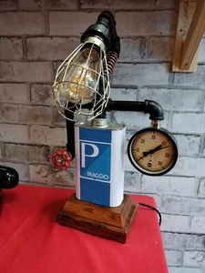 Vintage Industrie Quart Vespa Thema Öldose/Dose Dampf Punk Tischlampe - Bild 1 von 8