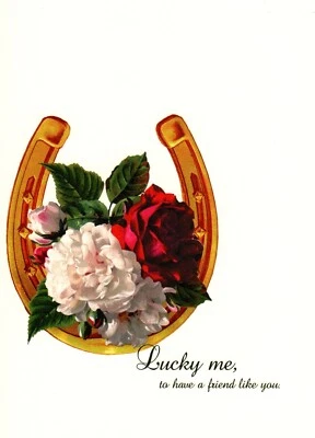 Tarjeta de felicitación en blanco de la amistad amigo afortunado caballo caballos herradura ecuestre Foto 1 de 2