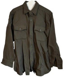 40s-50s BUAERO Drybak Corp NOS US Navy Army Military CPO Wool Shirt Olive sz 16 - Picture 1 of 7