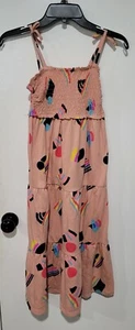 Girls New Take Pride Pink Medium Cotton Spaghetti Arm Strap Dress Flag Geometric - Picture 1 of 8