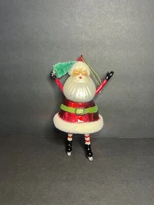 Whimsical Decorative Glass Santa Claus w/ Ice Skates Christmas Tree Ornament 6" - Picture 1 of 6