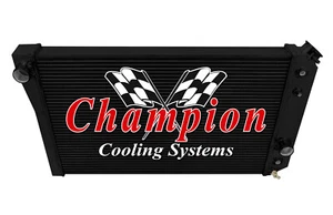 Atom Champion 3 Row Black Finish Radiator for 1984-1990 Chevrolet S10 V8 Conv - Picture 1 of 7