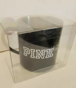Victoria's Secret Pink Black Metal Coffee Mug Dog Logo Stainless Steel 14 oz NIB - Picture 1 of 4