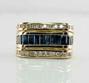 3 CT Baguette Cut Lab-Created Sapphire Men's Wedding Ring 14k Yellow Gold Plated - Picture 1 of 5