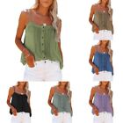 Summer Square Neck Sleeveless Button Outerwear Women's Sexy Camisole Top