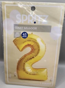New SPRITZ Giant Gold Shiny Balloon Number #2 Birthday Party 45” Inches Tall - Picture 1 of 2