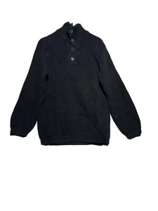 Gap Sweater Adult Medium Black Pullover Button Up Turtleneck Cotton/Wool Mens - Picture 1 of 9