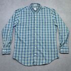 Peter Millar Button Down Shirt Men's Medium Blue Plaid Long Sleeve Cotton M