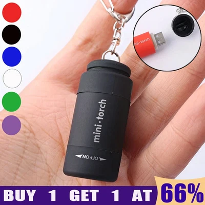Mini LED Keychain Flashlight USB Rechargeable Torch Light Pocket Key Ring Lamp - Image 1 of 4