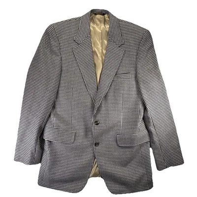 Blazer Neiman Marcus Para Hombre Lana Pura 2 Botones Gris/Marrón Pata de Gallo • 38 Union Foto 1 de 4