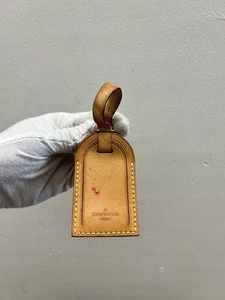 Auténtica etiqueta de equipaje vintage Louis Vuitton en cuero Vachetta - Imagen 1 de 4