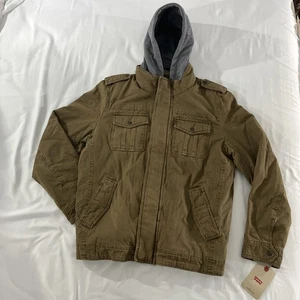 Chaqueta Militar Levi’s Para Hombre Algodón Lavado Con Capucha Caqui/Sherpa Forrada Grande - Nueva Con Etiquetas - Imagen 1 de 24